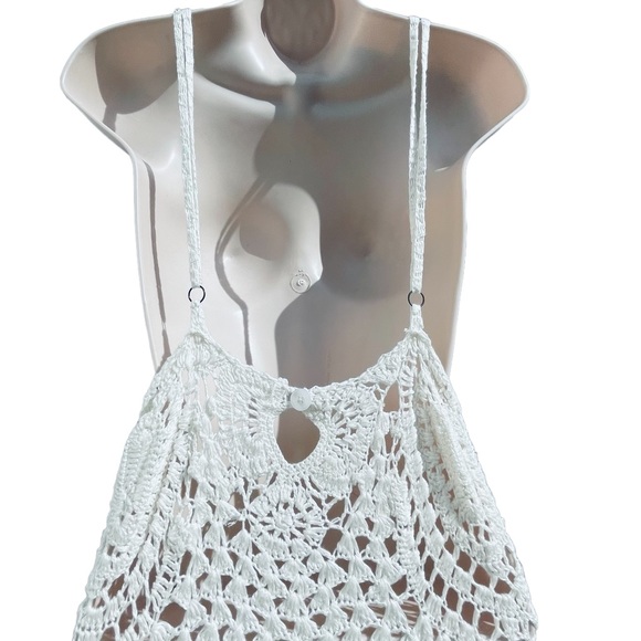 ✌🏻sold✌🏻FLOOK. Crochet Boho Cover Up Dress Size Medium Short Mini - Picture 11 of 15